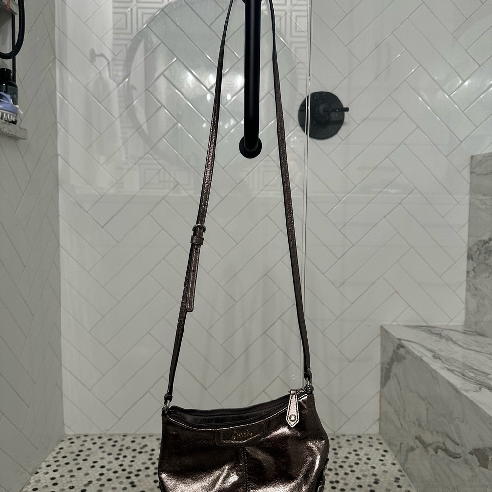 Coach Ashley Leather Swingpack Crossbody Bag Pewter - Picture 4 of 5